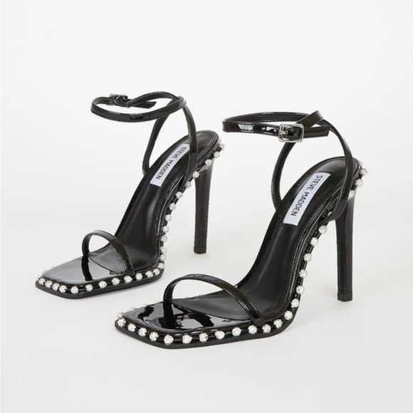 Steve Madden Shoes - NWOT Women’s Steve Madden Zelle Black Rhinestone High Heel Sandals Size 7.5